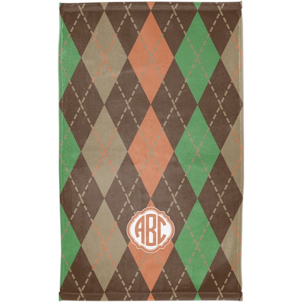Brown Argyle Finger Tip Towel - Full View
