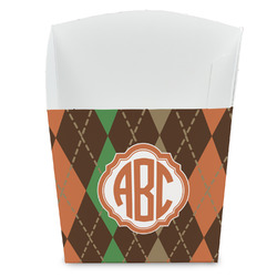 Brown Argyle French Fry Favor Boxes (Personalized)