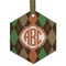 Brown Argyle Frosted Glass Ornament - Hexagon