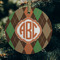 Brown Argyle Frosted Glass Ornament - Round (Lifestyle)