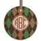 Brown Argyle Frosted Glass Ornament - Round