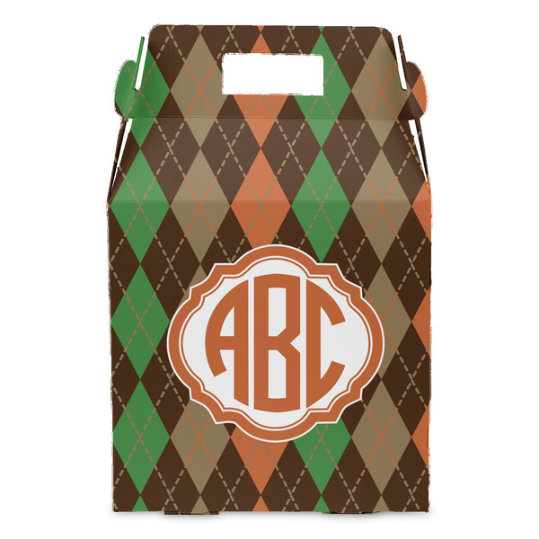 Brown Argyle Gable Favor Box - Front