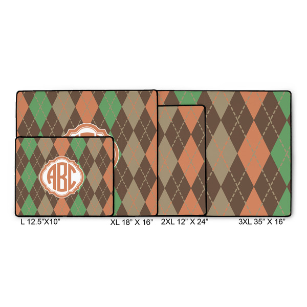 Brown Argyle Gaming Mats - SIZE CHART