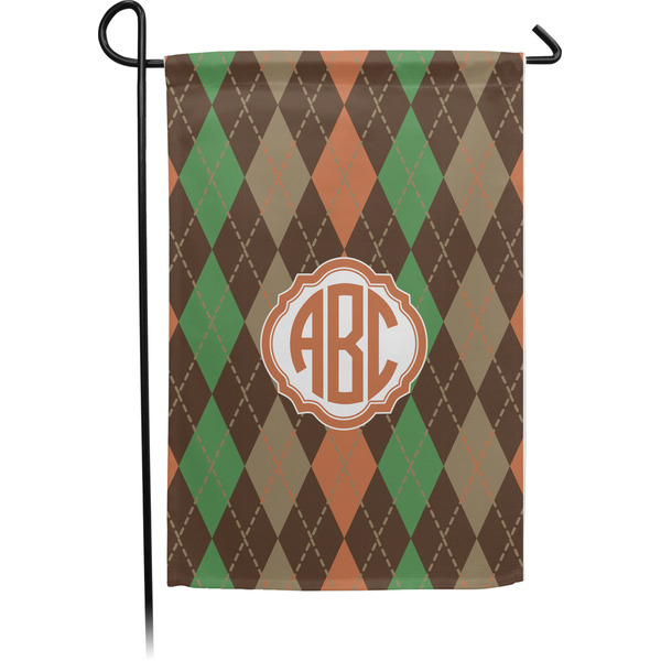 Custom Brown Argyle Small Garden Flag - Single Sided w/ Monograms