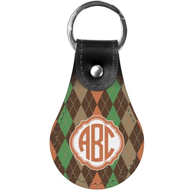 Brown Argyle Genuine Leather Keychain (Personalized)