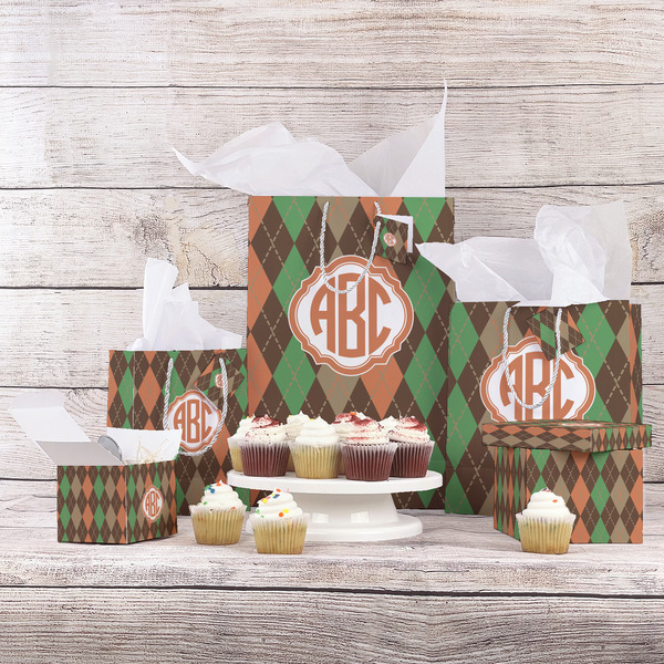 Brown Argyle Gift Bags - In Context