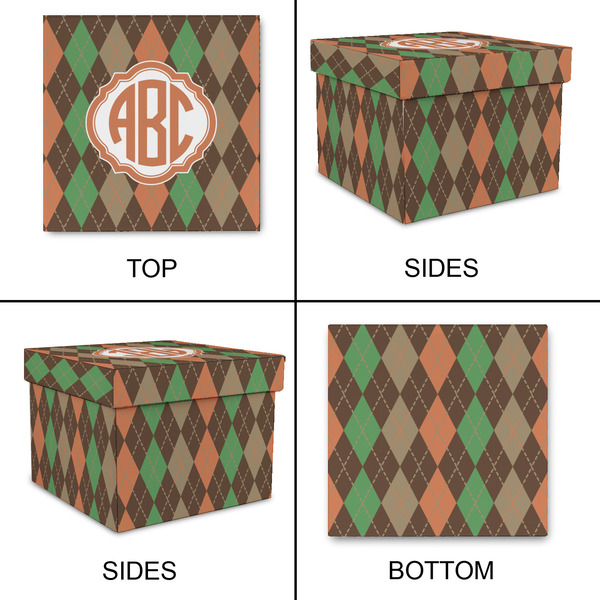 Brown Argyle Gift Boxes with Lid - Canvas Wrapped - Large - Approval