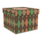 Brown Argyle Gift Boxes with Lid - Canvas Wrapped - Large - Front/Main
