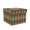 Brown Argyle Gift Boxes with Lid - Canvas Wrapped - Medium - Front/Main