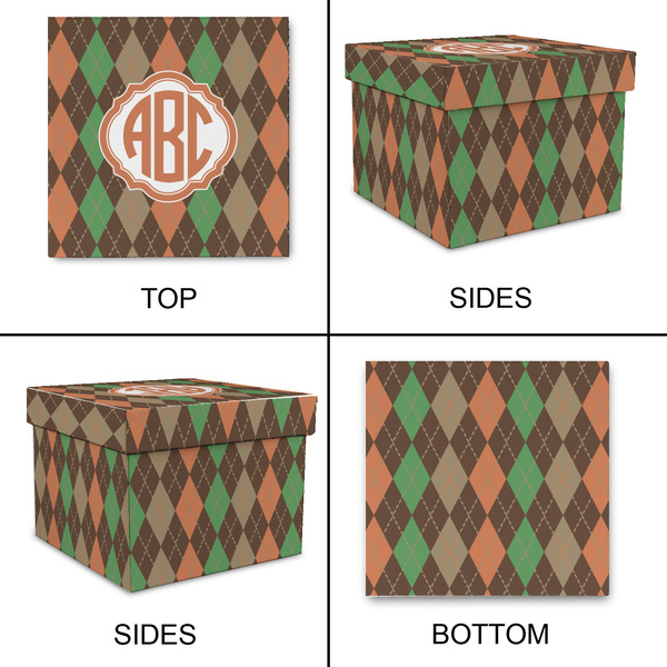 Brown Argyle Gift Boxes with Lid - Canvas Wrapped - X-Large - Approval
