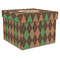 Brown Argyle Gift Boxes with Lid - Canvas Wrapped - X-Large - Front/Main