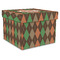 Brown Argyle Gift Box with Lid - Canvas Wrapped - X-Large (Personalized)