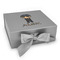 Brown Argyle Gift Boxes with Magnetic Lid - Silver - Front