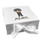 Brown Argyle Gift Boxes with Magnetic Lid - White - Front