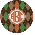 Brown Argyle Round Glass Cutting Board (Personalized)