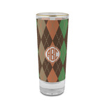 Brown Argyle 2 oz Shot Glass -  Glass with Gold Rim - Set of 4 (Personalized)