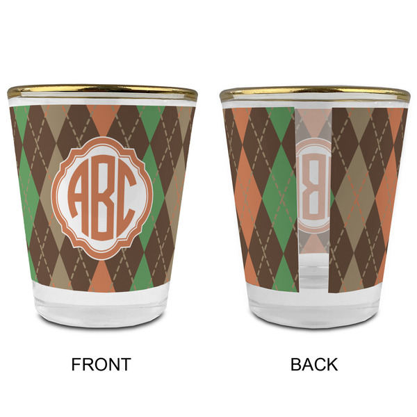 Brown Argyle Glass Shot Glass - with gold rim - APPROVAL
