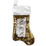 Brown Argyle Reversible Sequin Stocking - Gold (Personalized)