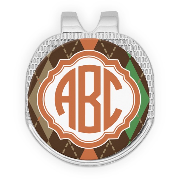 Brown Argyle Golf Ball Hat Marker Hat Clip
