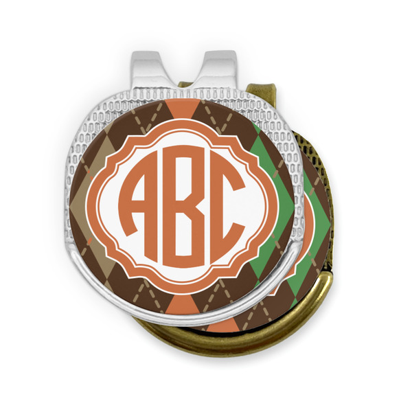 Brown Argyle Golf Ball Marker Hat Clip - PARENT/MAIN