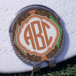 Brown Argyle Golf Ball Marker - Hat Clip