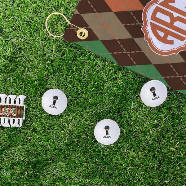 Brown Argyle Golf Balls - Generic - Set of 3 - LIFESTYLE