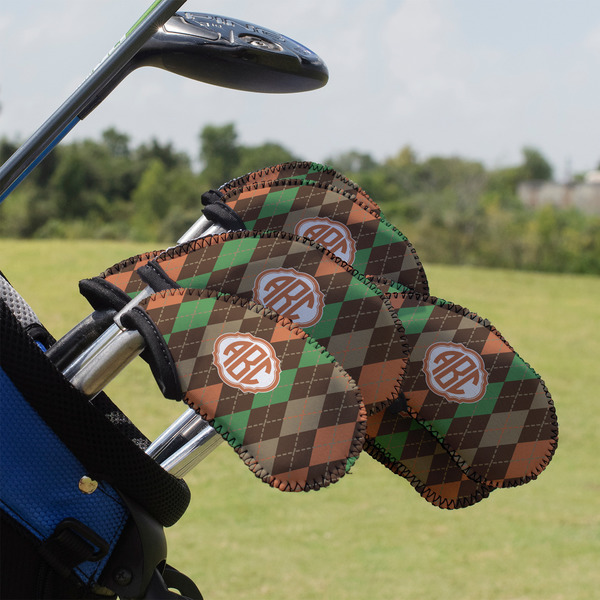 Custom Brown Argyle Golf Club Iron Cover - Set of 9 (Personalized)