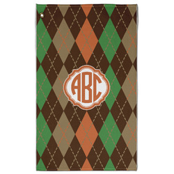 Brown Argyle Golf Towel - Poly-Cotton Blend w/ Monograms