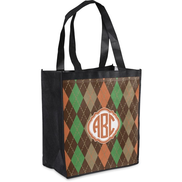 Custom Brown Argyle Grocery Bag (Personalized)