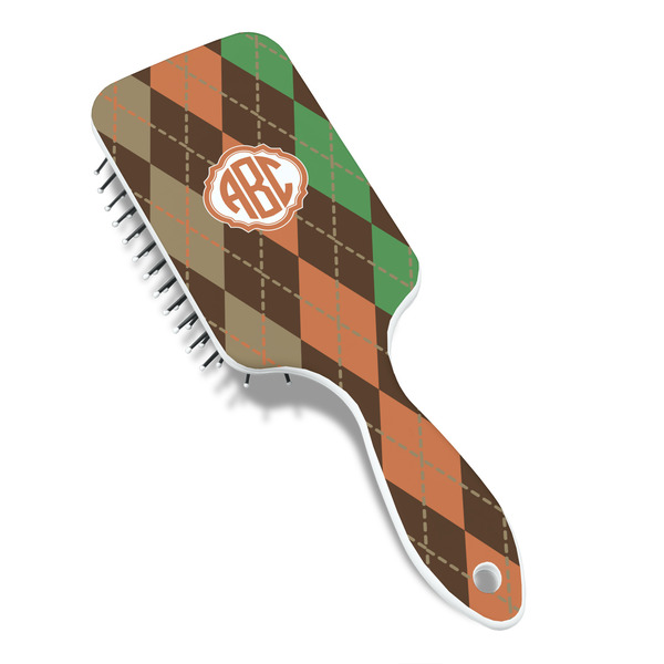 Brown Argyle Hair Brush - Angle View