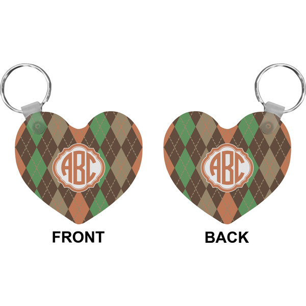 Brown Argyle Heart Keychain (Front + Back)