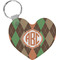 Brown Argyle Heart Keychain (Personalized)