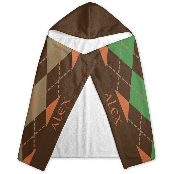 Brown Argyle Hooded Towel - Folded