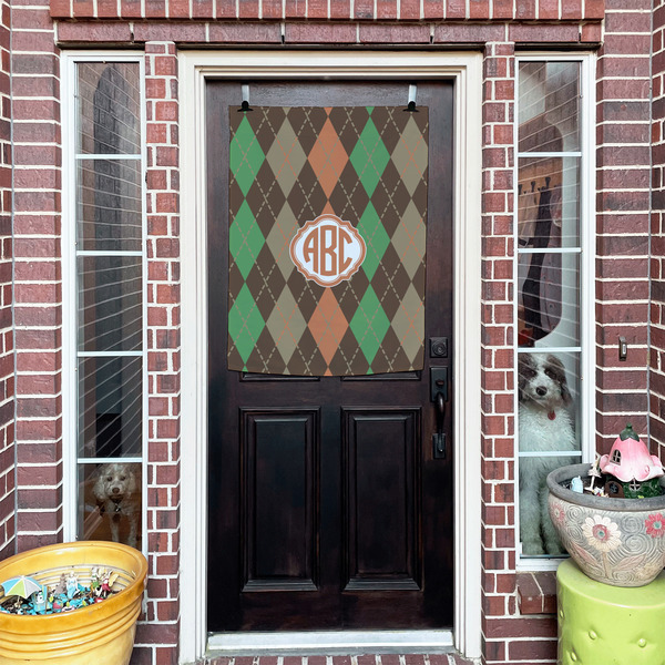 Brown Argyle House Flags - Double Sided - (Over the door) LIFESTYLE