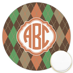 Brown Argyle Printed Cookie Topper - 3.25" (Personalized)