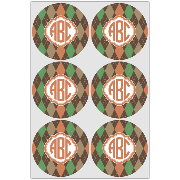 Brown Argyle Icing Circle - Large - Set of 6