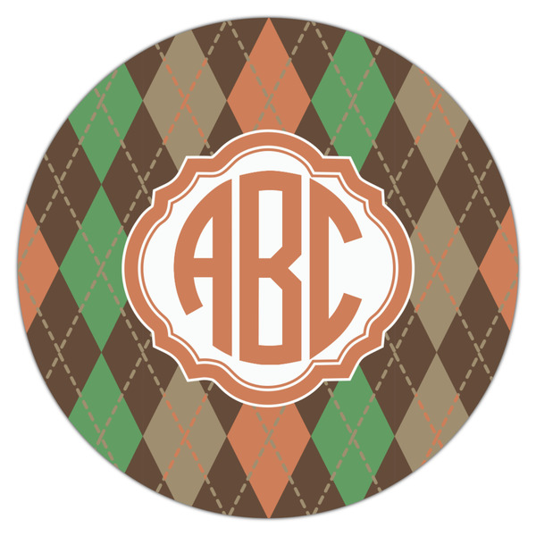 Brown Argyle Icing Circle - Large - Single