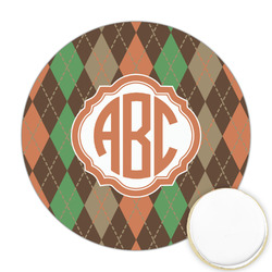 Brown Argyle Printed Cookie Topper - Round (Personalized)
