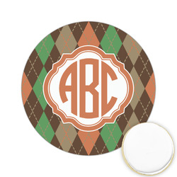 Brown Argyle Printed Cookie Topper - 2.15" (Personalized)