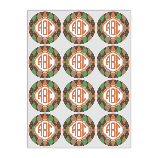 Brown Argyle Icing Circle - Small - Set of 12
