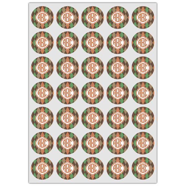 Brown Argyle Icing Circle - XSmall - Set of 35