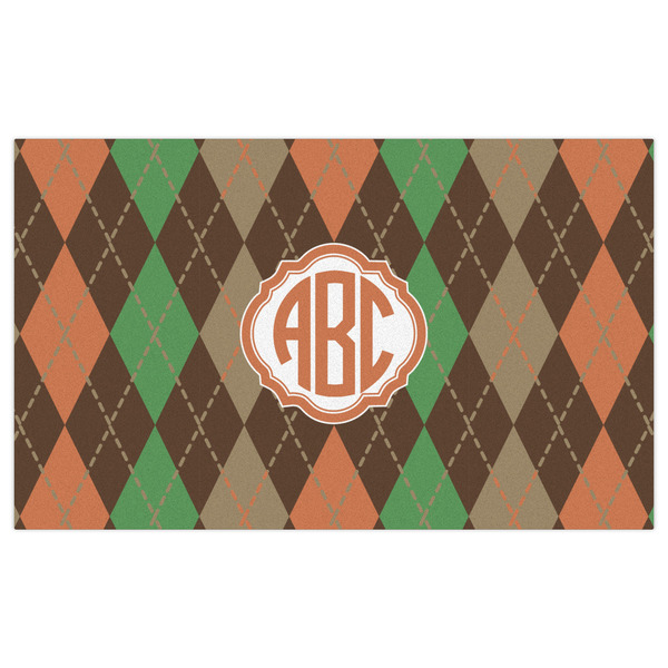 Brown Argyle Indoor / Outdoor Rug - 3'x5' - Front Flat