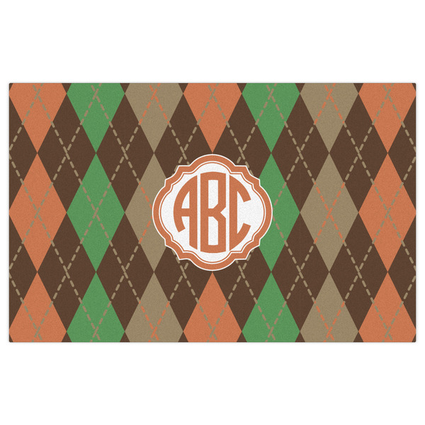 Brown Argyle Indoor / Outdoor Rug - 5'x8' - Front Flat