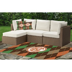 Brown Argyle Indoor / Outdoor Rug - Custom Size w/ Monogram