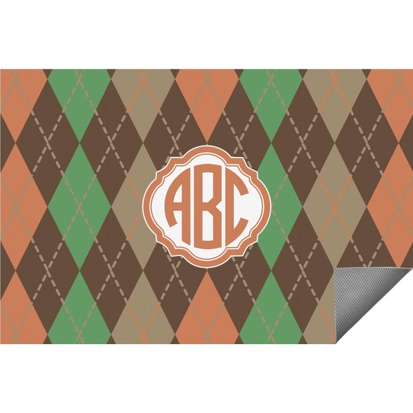 Custom Brown Argyle Indoor / Outdoor Rug - 6'x8' w/ Monogram