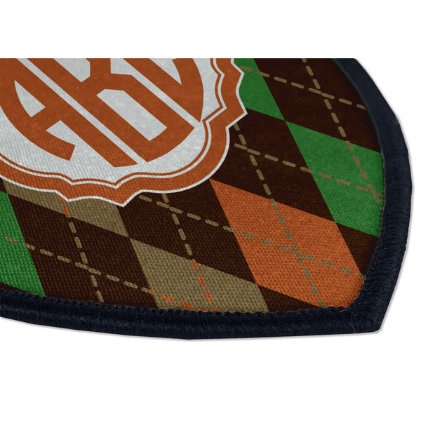 Brown Argyle Iron on Shield 3 Detail