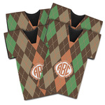 Brown Argyle Jersey Bottle Cooler - Set of 4 (Personalized)