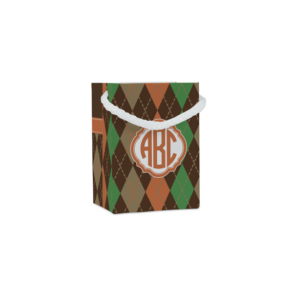 Custom Brown Argyle Jewelry Gift Bags - Gloss (Personalized)