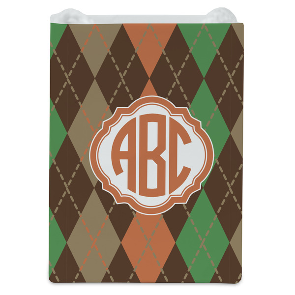 Brown Argyle Jewelry Gift Bag - Matte - Front