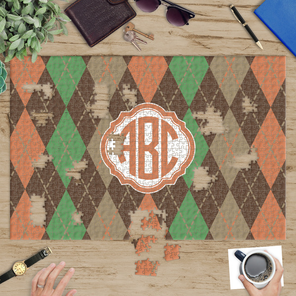 Brown Argyle Jigsaw Puzzle 1014 Piece - In Context